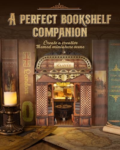 Book Nook Kit, 3D Wooden Puzzles for Adults, DIY Miniature House Kit for Adults, Booknook with LED Light, Gifts for Family, Friends and Book Lovers, Bookshelf Decor(Retro Train)
