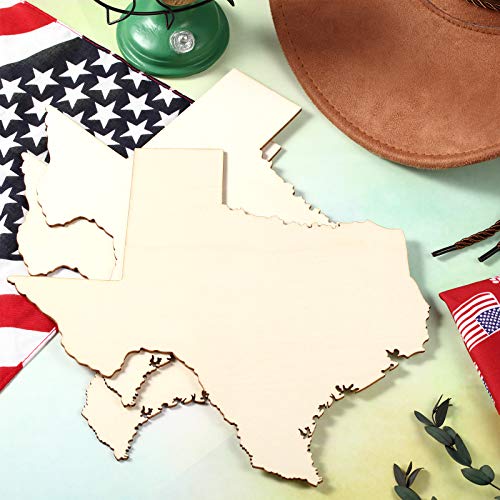 BBTO 6 Pack Texas Unfinished Wood Cutouts US State 10" Wood Slices Wooden Paint Crafts Christmas Ornaments Pieces for Home Decor Ornament DIY Craft Art Project - style: Texas