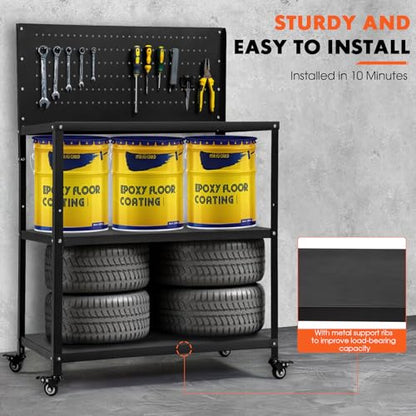 OLBRUS 50.4"x33.4" Garage Workbench, Work Table with Pegboard