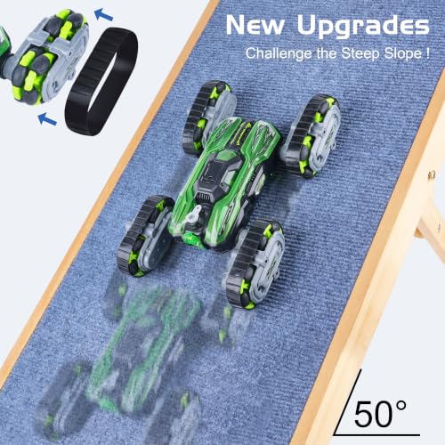 NEXBOX 8WD Remote Control Car Toys for Kids, Gesture Sensing RC Stunt Truck - color: Green