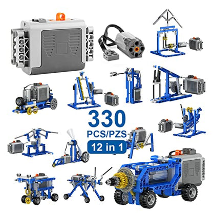 330PCS Building Kit, 12 in 1 STEM Toys with Electric Power Motor for Kids