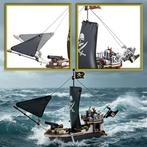 408PCS Pirate Ship STEM Building Set, Sailboat Model Toy Kit for Teens