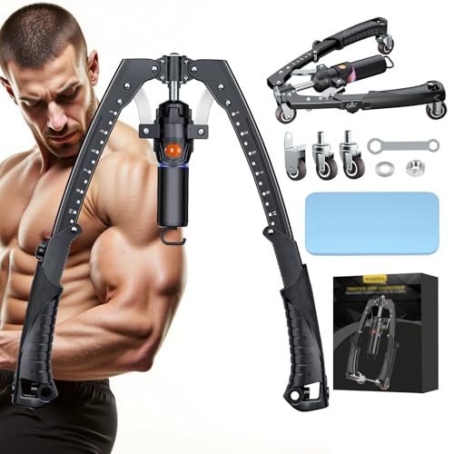 Twister Arm Trainer, 3 in 1 Hydraulic Power Chest Workout Equipment with Ab Roller Wheels and Hooks, Adjustable 22-440lbs Arm Trainer for Men Women, Home Gym Equipment for Full Body Strength Training - color: black