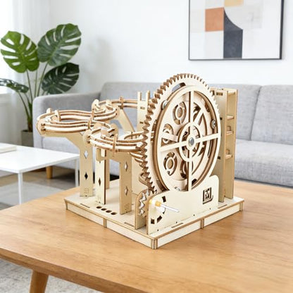 YSWOOD WORLD 3D Wooden Puzzles for Adults, DIY Model Marble Run Kit