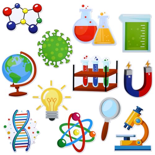 JUNEBRUSHS 60Pcs Science Bulletin Board Decorations Classroom Cutouts - style: Scientific Style