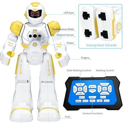 KingsDragon Robots Toy for Kids, RC Robot Gesture Sensing Smart Toy - color: Yellow