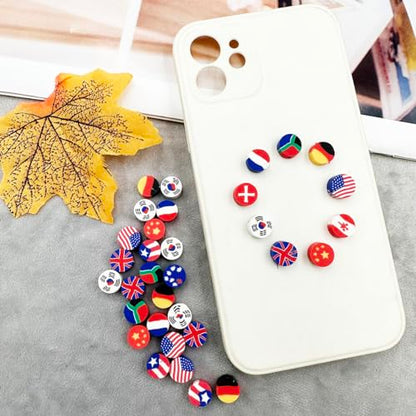 Flag Handmade Polymer Clay Beads, 100pcs Polymer Clay Spacer Beads for Women Jewelry Making DIY Charms Bracelet Necklace Hair Clip Accessories Handmade Craft - color: flag