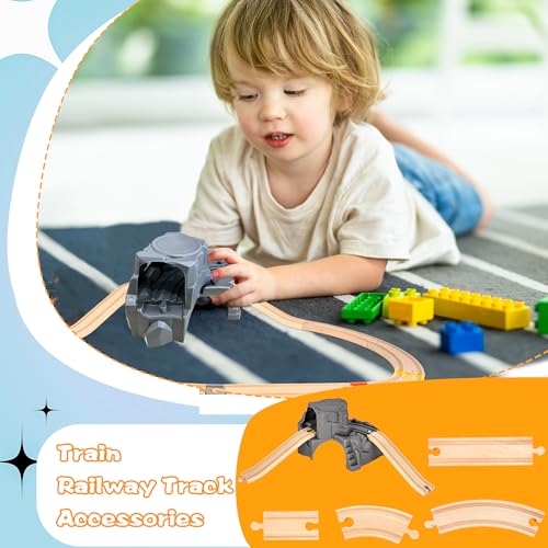 11 Pcs Tunnel Train Track Accessories Simulation Train Cave Tunnel Wooden Railway Track for Kids Train Toy Railway Scene Model Child Party Favors