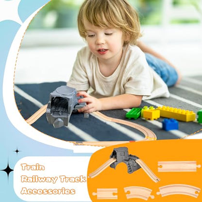 11 Pcs Tunnel Train Track Accessories Simulation Train Cave Tunnel Wooden Railway Track for Kids Train Toy Railway Scene Model Child Party Favors