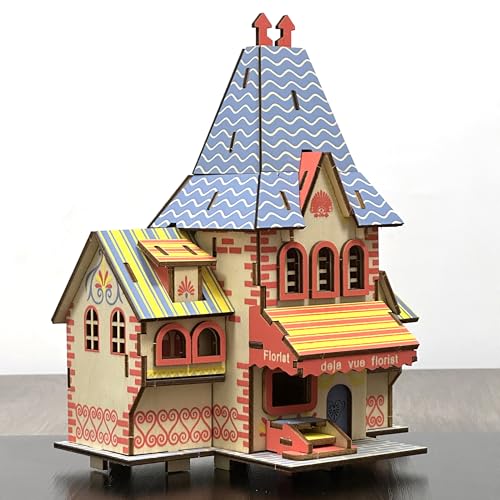 Log Cabin 3D Wooden House Puzzle,DIY Mini Building Model Kit，006 - color: 006