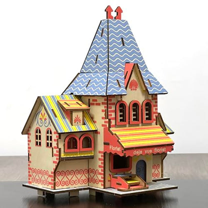 Log Cabin 3D Wooden House Puzzle,DIY Mini Building Model Kit，006 - color: 006
