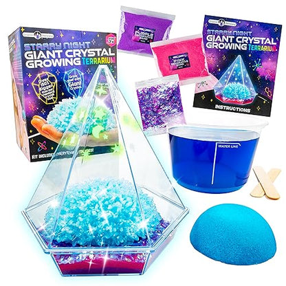 Original Stationery Starry Night Giant Crystal Growing Terrarium Kit for Kids, Fun Crystal Growing Kit with Glow in The Dark Stickers and Glitters, Awesome Gift Idea and Science Kits, Ages 3-14 - style: Starry Night