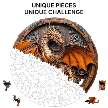 KAAYEE Wooden Puzzles Adults, Mechanical Dragon Jigsaw Puzzle 11.4 * 11.3in - color: Mechanical Dragon, size: Medium