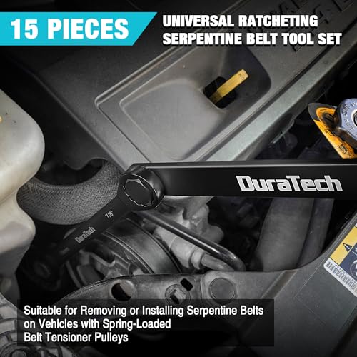 DURATECH 15-Piece Universal Ratcheting Serpentine Belt Tool Set