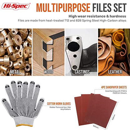 Hi-Spec Metal Hand & Needle File Tool Kit Half-Round Round & Triangle Files - size: 17 pieces