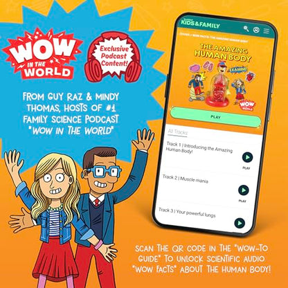 Wow in The World The Amazing Human Body Kit by Thames & Kosmos, Interactive Mechanical Anatomy Model w/Pumping Heart, Lungs, Digestive Tract, Glow-in-The-Dark Bones, Brain & More, Science for Ages 4+