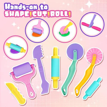 VConejo Dough Tools Play Set with Dinosaur Molds Sculpting Tools 26PCS