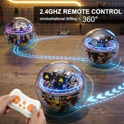 STEM Robot Building Kit, 804PCS APP & Remote Control Spherical Robot Ball Toy for Kids Ages 8-12 14+, Mechanical Building Blocks Set, Cool RC Toy with 17 LED Expressions, Cyberpunk Gifts