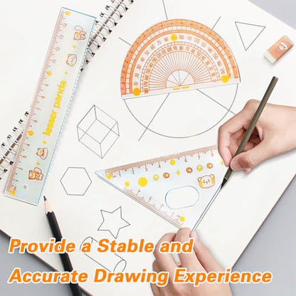 Geometry Set for Students, 8Pcs Math Kit with Compass & Protractor