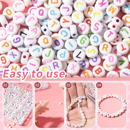 JULIMAIDONG Alphabet Beads A-Z 1350+Pcs Letter Number Hearts Bracelets Bead - color: Colorful