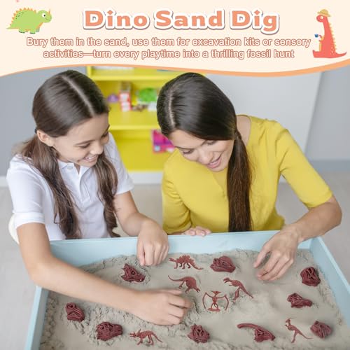 70PCS 3.7 Inch Dinosaur Bone for Sandbox Brown Dinosaur Fossil Skeleton Plastic Skull Dino Dig Toy Kit for Puzzle Game Sensory Bin Birthday Party Dino Scavenger Hunt Science Class Prize Cupcake - color: Brown