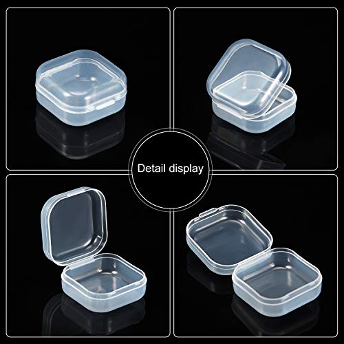 SATINIOR 48 Packs Clear Small Plastic Containers Transparent Storage Box with Hinged Lid for Small Items Crafts Jewelry (1.37 x 1.37 x 0.7 Inches) - size: 1.37 x 1.37 x 0.7 in