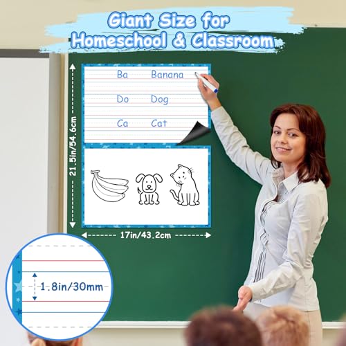 Giant Magnetic Dry Erase Handwriting Paper for Classroom Whiteboards – Reusable Writing Chart with Lined Paper Design, Perfect for Handwriting Practice, Homeschooling, and Teacher Essentials - style: draw&write