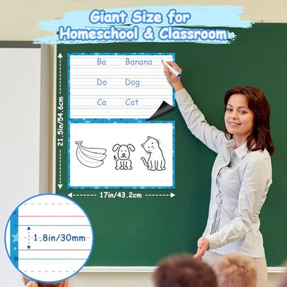 Giant Magnetic Dry Erase Handwriting Paper for Classroom Whiteboards – Reusable Writing Chart with Lined Paper Design, Perfect for Handwriting Practice, Homeschooling, and Teacher Essentials - style: draw&write