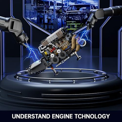 Mould King W16 Engine Kits that Runs, Build Your Own Twin V8 Engine, Visible Car Motor Blocks Set, Physical Science Experiment Models for Teens, Best STEM Toy Gifts for 14+ and Adult 10131 (952 Pcs) - style: W16 Engine