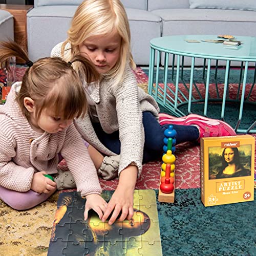 24 Pieces Da Vinci Mona Lisa Puzzle, Toddler Artist Puzzles for Kids Ages 3-5, 4-6 Easy-an Intellectual Decompression Entertainment Game and Preschool Educational Learning Toys - color: Mona Lisa-24p
