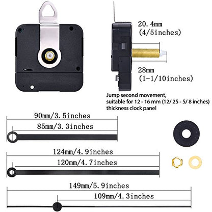 Hicarer 28 mm Long Shaft Quartz Clock Movement Clock Parts Repair Kit (Black) - color: Black