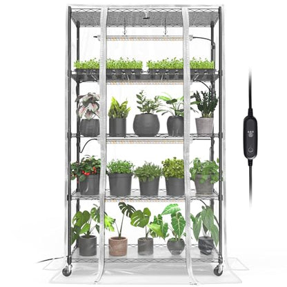 Bstrip Indoor Greenhouse with Grow Light, 35.4x13.8x59in - color: transparent, size: 59" H x 13.8" W x 35.4" L