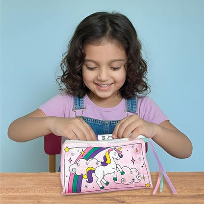 Imagimake DIY Unicorn Fabric Art Kit | Color Your Own Bag & Pouch, Ages 5+ - style: Fabric Art Kit