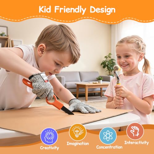 Kids Cardboard Cutter Safe Tool Set 150 Pcs with Storage Box