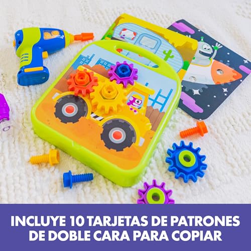 Educational Insights Design & Drill Gears Workshop - Kids Drill Set for Toddlers 3-5, Take Apart STEM Construction Toys for Kids, Toy Tool Set with Working Power Tools, Creative Engineering Sets