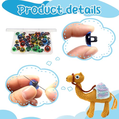 TOAOB 50pcs Sew On Safety Eyes Buttons 9mm to 15mm Plastic Mushroom Domed Sewing Crafting Eyes for DIY Stuffed Animals Amigurumis Crochet Doll Making Red Blue Green Yellow - color: Red/Blue/Green/Yellow