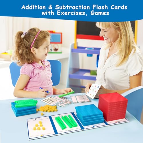 Base Ten Blocks Plastic and Foam Base Ten Set Place Value Blocks for Early Counting Math Toy for 1st Grade