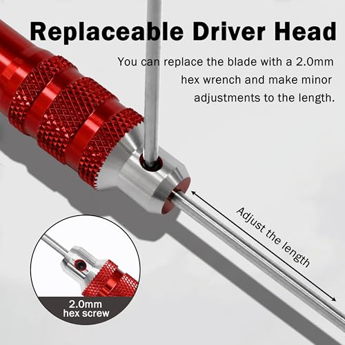 Hex Driver Set 7PCS 0.9 1.27 1.3 1.5 2.0 2.5 3.0mm RC Tool Kit - color: 7pcs Screwdrivers（red）
