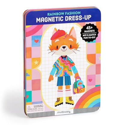 Mudpuppy - Rainbow Fashion Magnetic Tin Play Set for Kids