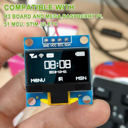 5 Pack 0.96 inch OLED IIC Display Module 128x64 Pixel Mini Self-Luminous Display Screen Board for Arduino Projects Raspberry Pi with Wire(White) - color: White