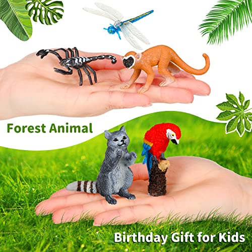 Jexine 25 Pack Rainforest Animals Figures Tropical Diorama Kit Kids