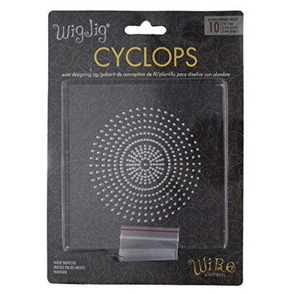 The Beadsmith Wig Jig Cyclops – Wire Elements –5” Acrylic Jig with Radial Design, 385 Holes, 10 Removable Metal Pegs – Tool for Making Wire Components and Jewelry Designs - size: 5" Radial Jig