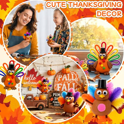 24 Packs Fall Thanksgiving Crafts for Kids DIY Turkey Air Dry Clay Kit