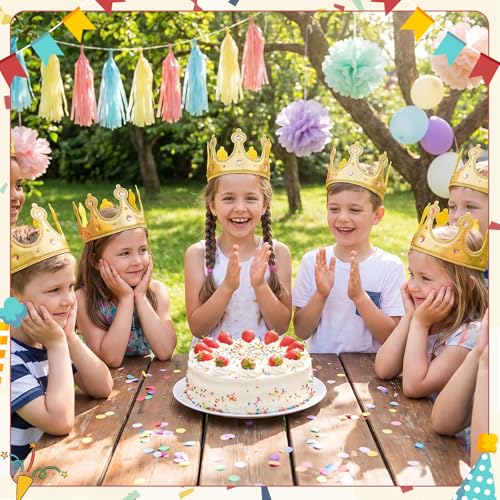 Yaomiao 22 pack DIY Crowns Set Include 12 Pcs Foam Princess Crowns and 10 Pcs Diamond Sticker for Kids - color: Gold, style: Stylish
