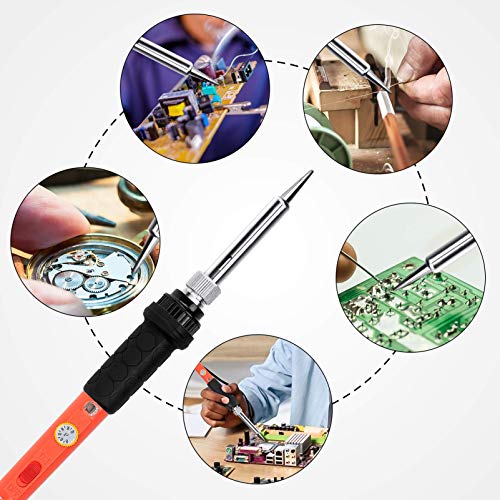 Soldering Iron Kit, 60W Soldering Iron with Ceramic Heater, 5-in-1 Adjustable Temperature Soldering Welding Iron Kit for any Hobby Enthusiast - color: 60w 5-in-1