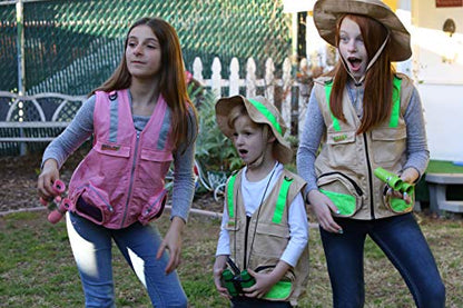 Kids Cargo Vest for Boys and Girls with Reflective Safety Straps - color: Pink, size: Large-X-Large