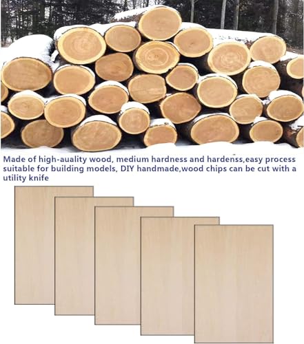 Unfinished Wood Pieces,50Pcs Basswood Sheets 1/16,Thin Plywood Wood Sheets for Crafts,Perfect for DIY Projects, Painting, Drawing, Laser,Engraving,Burning and CNC Cutting(150x100x1.5mm)