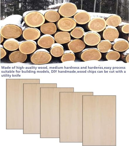 Unfinished Wood Pieces,50Pcs Basswood Sheets 1/16,Thin Plywood Wood Sheets for Crafts,Perfect for DIY Projects, Painting, Drawing, Laser,Engraving,Burning and CNC Cutting(150x100x1.5mm)
