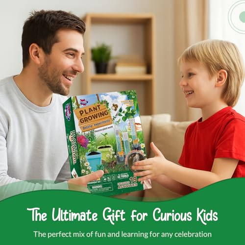 Plant Growing Science Kit for Kids - 19 Botany Experiments with Hydroponic Growing, Root Science & Transpiration - STEM Gardening Gift for Boys & Girls - Birthday Gift Ages 8, 9, 10, 11, 12