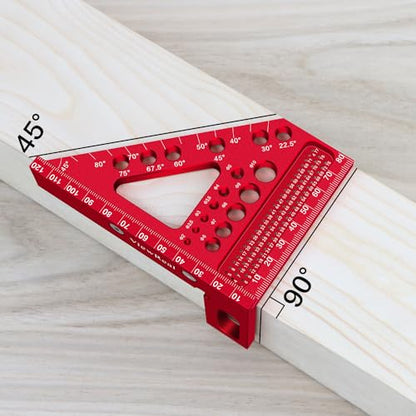 Metric Versatile Carpenter Square Scribing Ruler, 3D Multi-Angle Measuring Tool with Angle Pin Aluminum Alloy 22.5-90 Degree, CM Scale for Woodworking, Engineering, Construction - color: Red